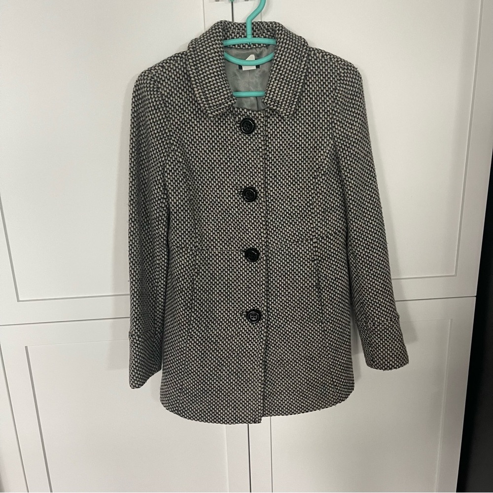 J. Crew Women's Black and White Houndstooth Coat size 2